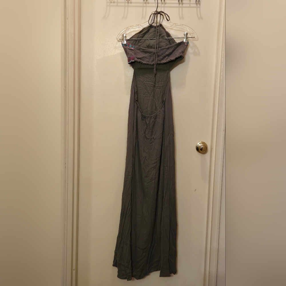 LULUS Earth Green Maxi Dress with Colorful Patterned Top Medium - Picture 7 of 9